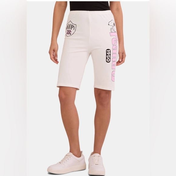 Peanuts Pink and White Bike Shorts Athletic Style - Picture 6 of 9